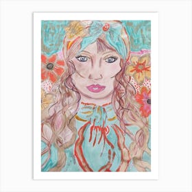 Girl with scarf Art Print