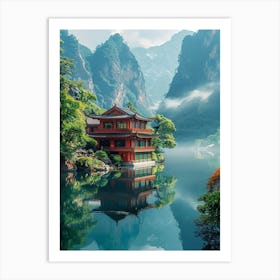 Chinese House In The Mountains Art Print