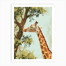 Giraffe Reaching Up To The Leaves 2 Art Print