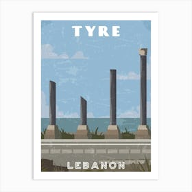 Tyre, Lebanon - Retro travel minimalist poster Art Print