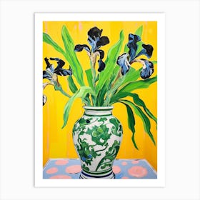 Flowers In A Vase Still Life Painting Iris 1 Art Print