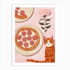 Cat And Pizza 5 Art Print