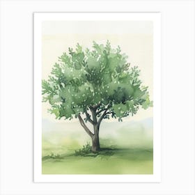 Olive Tree Atmospheric Watercolour Painting 4 Art Print