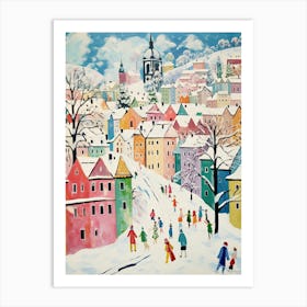 Winter Snow Krakow   Poland Snow Illustration 3 Art Print