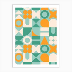 Citrus Mint Mid Century Retro Geometric Shapes Art Print