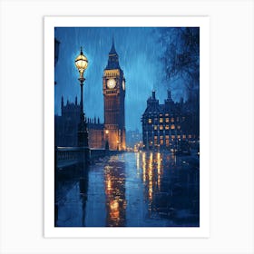 Fantasy Rainy Night In London 3 Art Print