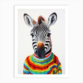 Baby Animal Wearing Sweater Zebra 2 Art Print