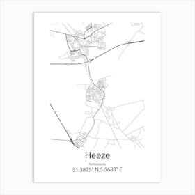 Heeze,Netherlands Minimalist Map Art Print