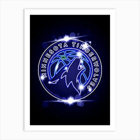 Minnesota Timberwolves Neon Art Print