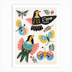 Folk Style Bird Painting Finch 3 Art Print