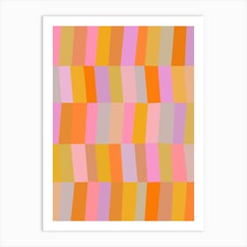 Playful Aesthetic Whimsical Geometric Shapes in Lavender Purple and Yellow Orange Art Print