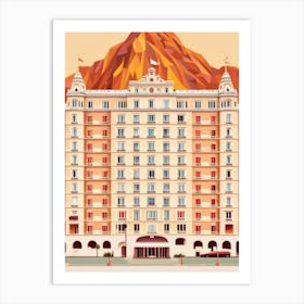 Orange Faceted Mountain Grand Budapest Style Wes Anderson Orange Fire Art Print