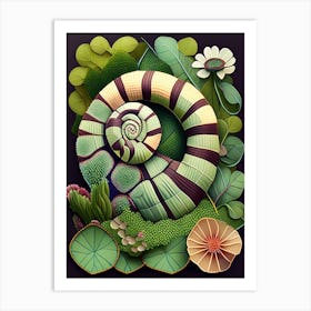 Garden Snail In Garden Patchwork Art Print