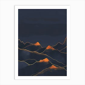 Mountains In The Night Art Print