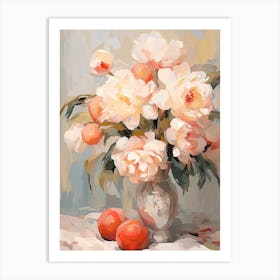 Rose Flower And Peaches Still Life Painting 1 Dreamy Art Print