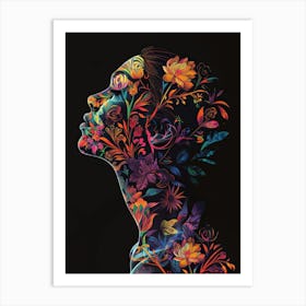 Portrait Of A Woman With Flowers 17 Art Print