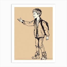 Boy Pointing Art Print