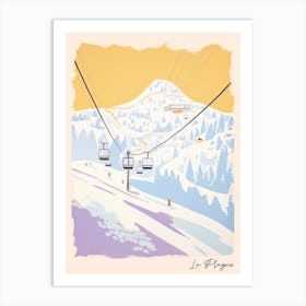 Poster Of La Plagne   France, Ski Resort Pastel Colours Illustration 1 Art Print