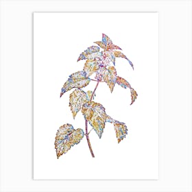 Stained Glass White Dead Nettle Plant Mosaic Botanical Illustration on White n.0099 Art Print