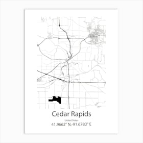 Cedar Rapids,United States Minimalist Map 1 Art Print