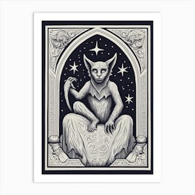 Gargoyle Tarot Card B&W 5 Art Print