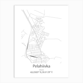 Pelahiivka,Ukraine Minimalist Map Art Print