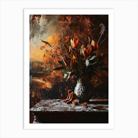 Baroque Floral Still Life Kangaroo Paw 3 Art Print