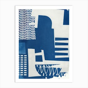 Geometric Abstract Cyanotype 1 Art Print