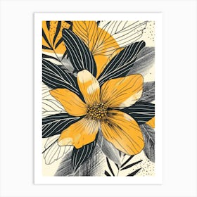 Yellow Floral Pattern Art Print