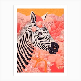 Zebra Pink Orange Line Portrait 3 Art Print