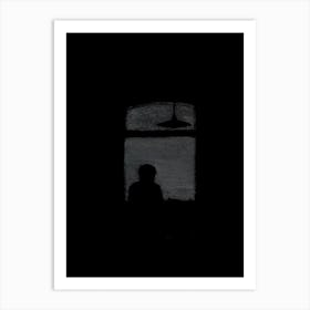 Silhouette Of A Man In The Dark Art Print