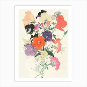 Petunia 2 Collage Flower Bouquet Art Print