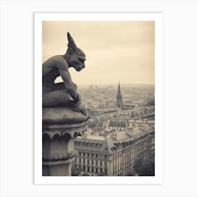 Gargoyle In Paris B&W 3 Art Print