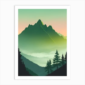 Misty Mountains Vertical Composition In Green Tone 115 Art Print