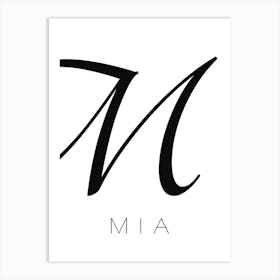 Mia Typography Name Initial Word Art Print