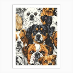 Perfectly Repeatable Artwork With Cute Dog Faces 14 Art Print