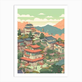 Seoul South Korea Travel Illustration 4 Art Print