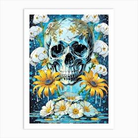 Surrealist Floral Skull Painting (38) Art Print