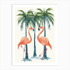 Chilean Flamingo Palm Trees Minimalist Illustration 3 Art Print