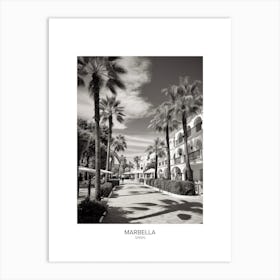 Poster Of Marbella, Spain, Black And White Analogue Photography 4 Art Print