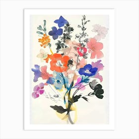 Larkspur Collage Flower Bouquet Art Print