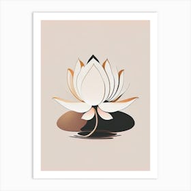 Blooming Lotus Flower In Lake Retro Minimal 1 Art Print