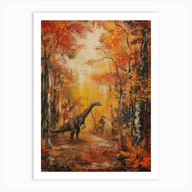 Dinosaur In An Autumnal Forest 3 Art Print