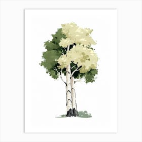 Birch Tree Pixel Illustration 1 Art Print