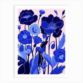 Blue Flower Illustration Lisianthus 1 Art Print