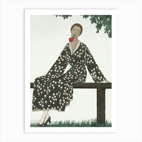 Woman Sitting On A Bench Art Print