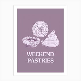 Weekend Pastries Lilac Art Print