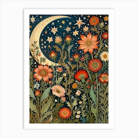 William Morris Moon And Flowers 26 Art Print