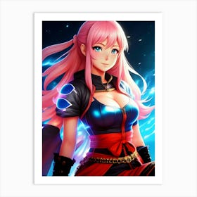 Anime Girl With Pink Hair 1 Art Print