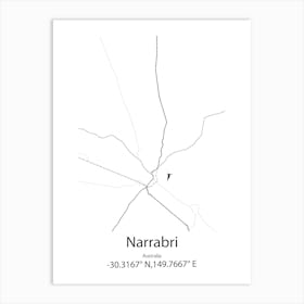 Narrabri,Australia Minimalist Map Art Print